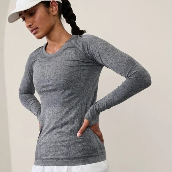Athleta XS Momentum Seamless Top Charcoal Heather Grey X-Small - Picture 1 of 9